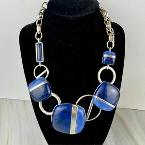 Chico’s Blue and Silver Tone Chunky Necklace